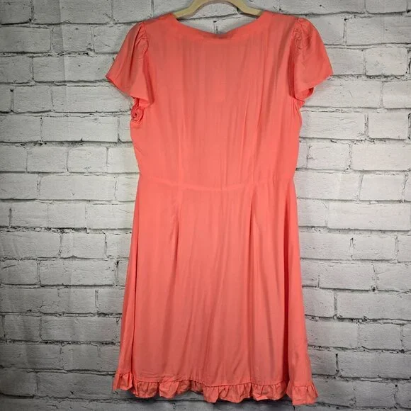 LOFT Peach Button-Front Midi Dress - Picture 6 of 15